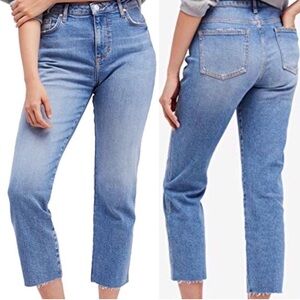 Free People Girlfriend Raw Hem Straight Leg Jeans